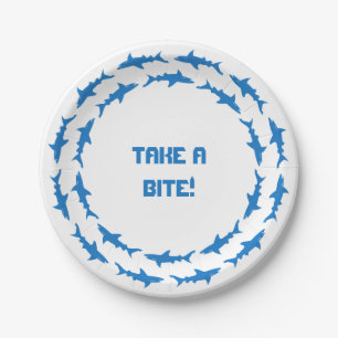 Plato De Papel Tome una mordedura - tiburones que circundan