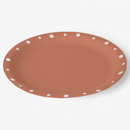 Plato De Papel Tones de la Tierra Terra Cotta Puntos de Polka Bla