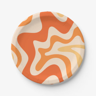 Plato De Papel Tones Naranjas Tangerinos Líquidos Swirl Retro Vi