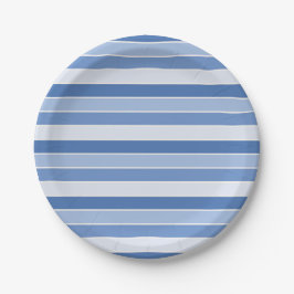 Plato De Papel Tonos azules pequeños y franjas de crema