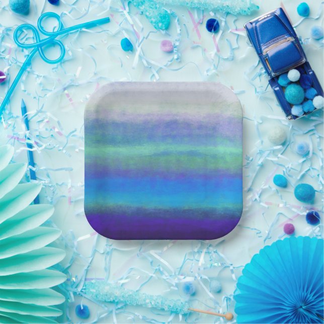 Plato De Papel Tonos azules y verdes (Fiesta)