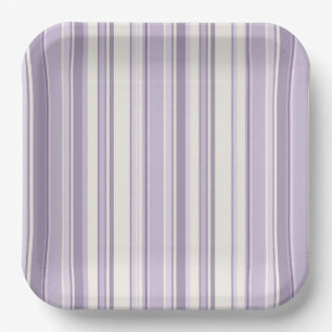 Plato De Papel Tonos de lavanda Suaves rayas de marfil