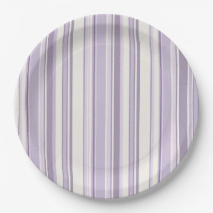 Plato De Papel Tonos de lavanda Suaves rayas de marfil