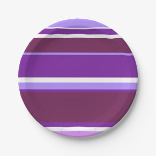 Plato De Papel Tonos de rayas violetas