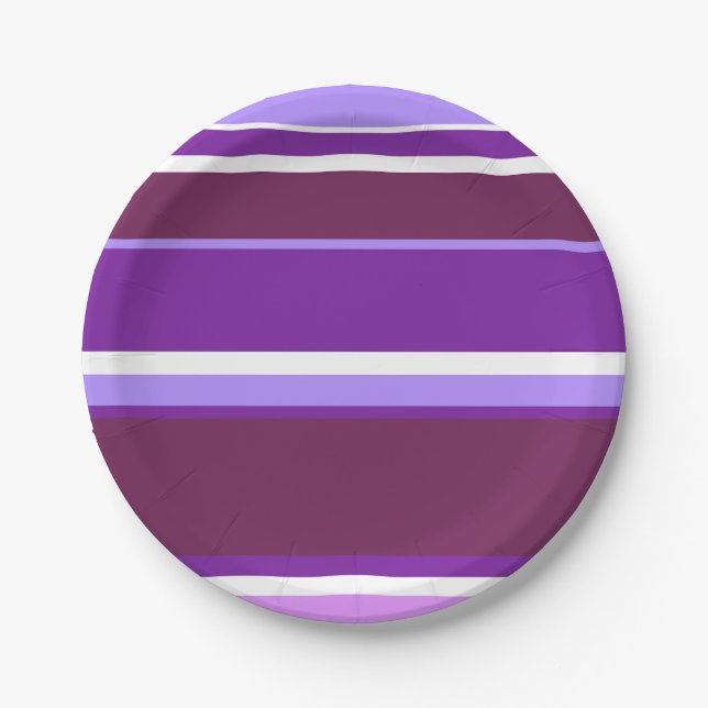 Plato De Papel Tonos de rayas violetas (Anverso)