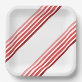 Plato de Papel - Tonos de Rojo Franjas Diagonales