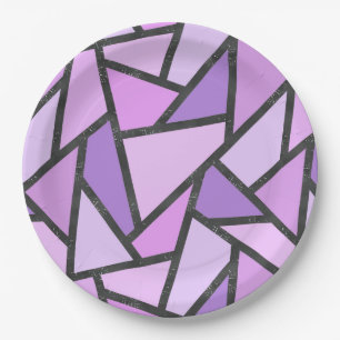 Plato De Papel Tonos de vidrio manchado de lilas