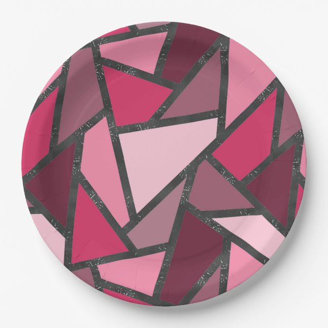 Plato De Papel Tonos de vidrio tintado rosa (Anverso)
