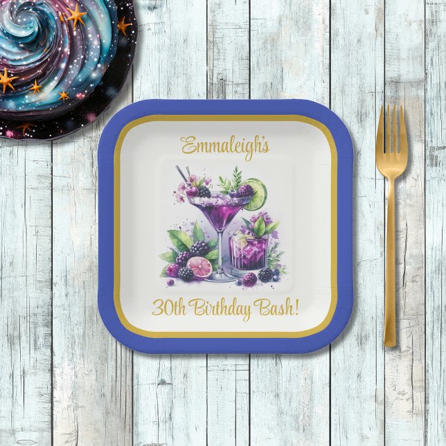 Plato De Papel Tonos morados: Plaza de cumpleaños azul-violeta (Subido por el creador)