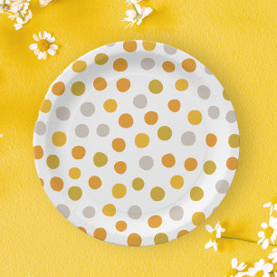 Plato De Papel Tonos ocre puntos de polka placa de papel