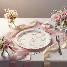 Plato De Papel Tonta Gansa Cumpleaños Bebé con Lazo Elegante