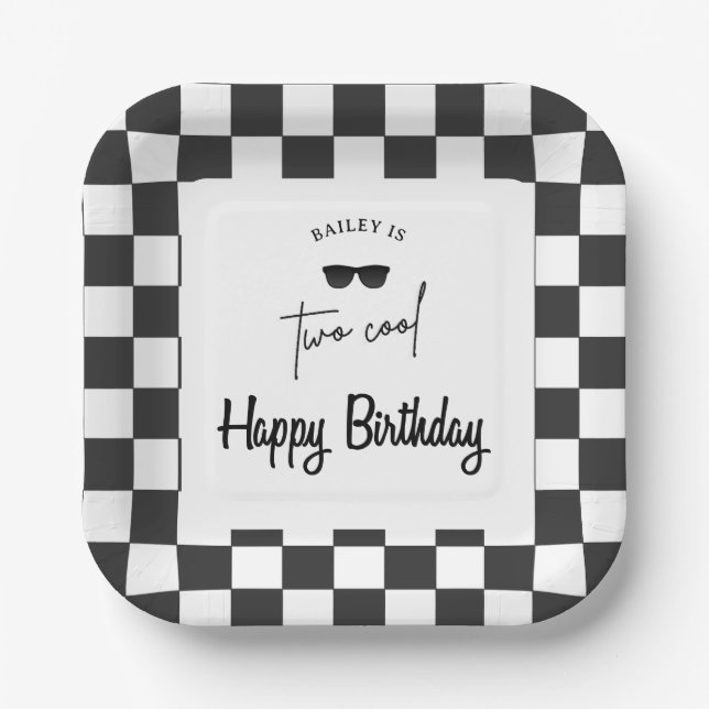 Plato De Papel Too Cool 2nd Birthday  (Anverso)
