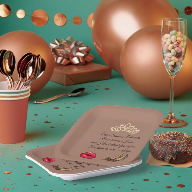 Plato De Papel Too Glam To Care – Chic Quote  (Multi)