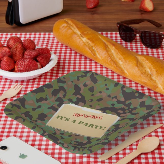 Plato De Papel Top Secredier Soldado Fiesta Placas GI Camouflage (Picnic)