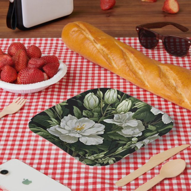 Plato De Papel Toque de encantamiento: Foliage exótico y floral (Picnic)