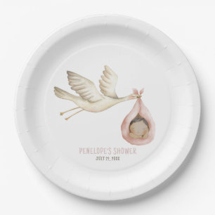 Plato De Papel Tormenta de parto especial Niña Rosa Baby Shower
