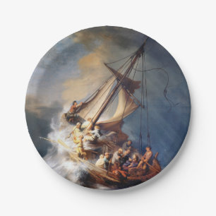 Plato De Papel Tormenta de Rembrandt en el lago de Galilea