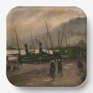Plato De Papel Tormenta en el puerto de los pescadores de Amsterd