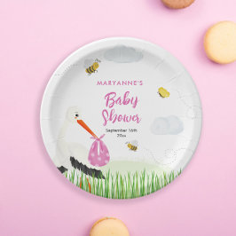 Plato De Papel Tormenta rústica con Baby Shower Chica de mariposa