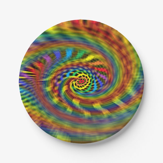 Plato De Papel Tornado Arcoíris (Anverso)