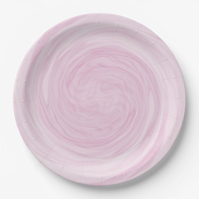 Plato De Papel Tornado Rosa Pastel Bonito (Anverso)