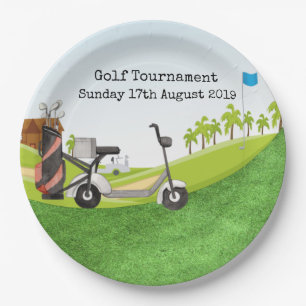 Plato De Papel Torneo de golf con vistas al campo de golf