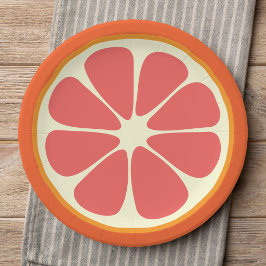 Plato De Papel Toronja Jugosa Verano Cítrico Fruta Rodaja Cocina