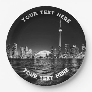 Plato De Papel Toronto Canadá Personalizado de color negro y blan