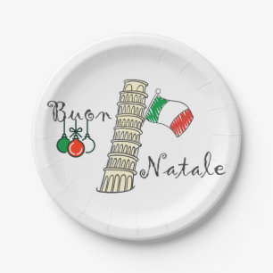 Plato De Papel Torre de Buon Natale de Pisa