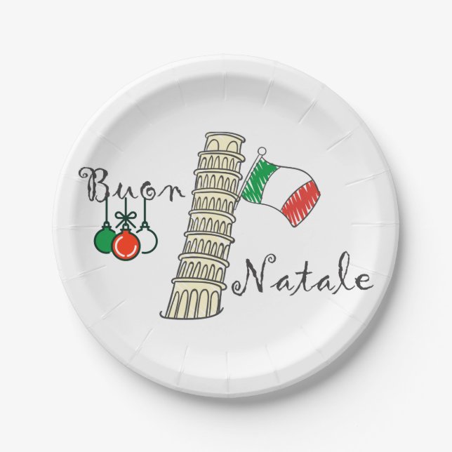 Plato De Papel Torre de Buon Natale de Pisa (Anverso)
