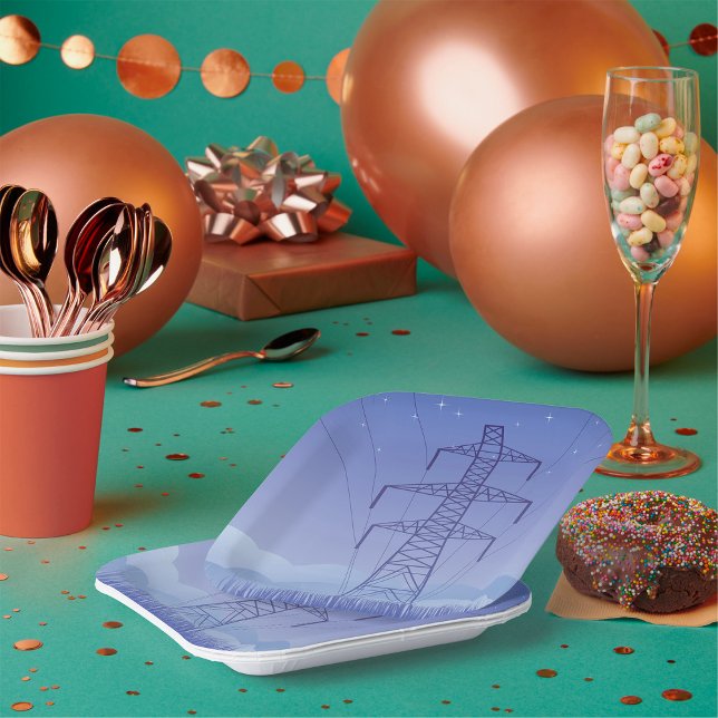 Plato De Papel Torre de transmisión de energía eléctrica en el ci (Subido por el creador)