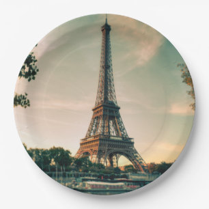 Plato De Papel Torre Eiffel arrojar almohada