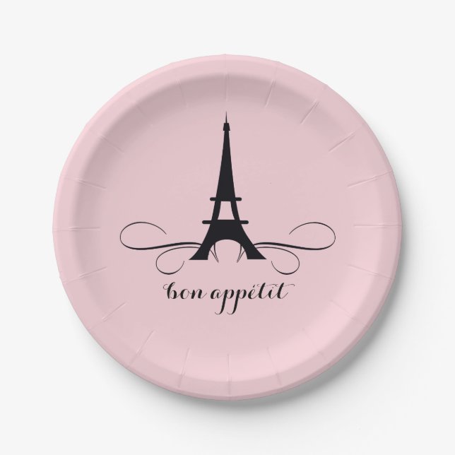 Plato De Papel Torre Eiffel de París | Ducha de novia (Anverso)