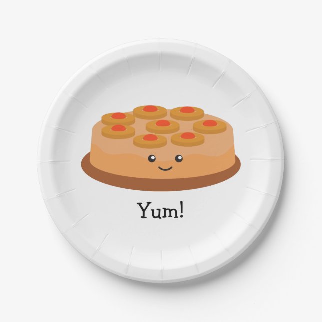 Plato De Papel Torta al revés de la piña (Anverso)