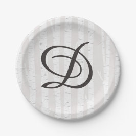 Plato De Papel Torta Boda de monograma de naturaleza rústica de á