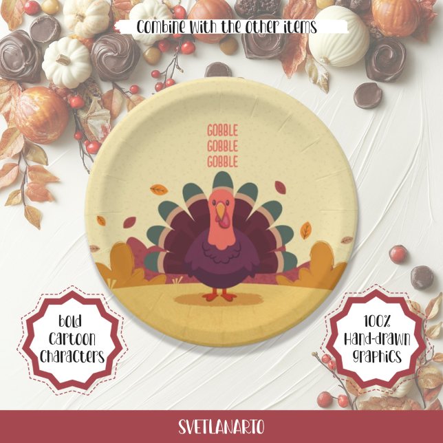 Plato De Papel Torta de Acción de Gracias Turquía Fiesta otoño (Subido por el creador)