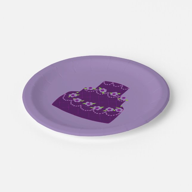 Plato De Papel Torta de boda morada (Angular)