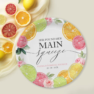 Plato De Papel Torta de Citricos Florales Main Squeeze para Despe