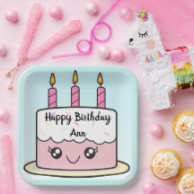 Torta de cumpleaños Diseño Fiesta cuadrado Placa d