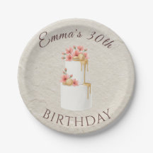Torta de cumpleaños elegante coral rosa floral ros