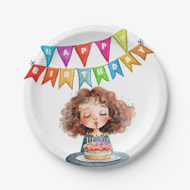 Plato De Papel Torta de Cumpleaños Feliz (Anverso)
