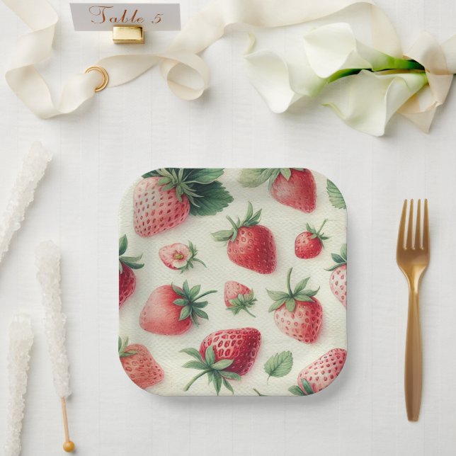 Plato De Papel Torta De Panqueques De Fresa Brunch Nupcial (Boda)