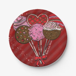Plato De Papel Torta de San Valentín Paletas Moderno Chic Cumplea