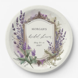 Plato De Papel Torta Nupcial de Aquarela Lavanda Regia