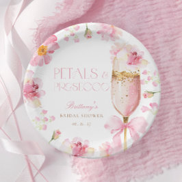 Plato De Papel Torta nupcial de Prosecco Pétalos de Rosa Rosa