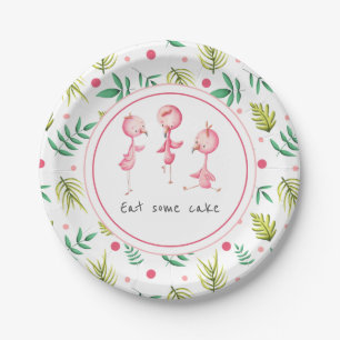 Plato De Papel Torta Tropical Flamingo Flamingo Fiesta Placa