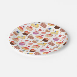 Plato De Papel Tortas Tartas Cupcakes Postres en Abundancia