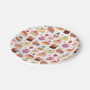 Plato De Papel Tortas Tartas Cupcakes Postres en Abundancia
