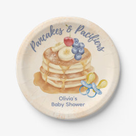 Plato De Papel Tortitas de frutas y chupetes de cuadros Baby Show