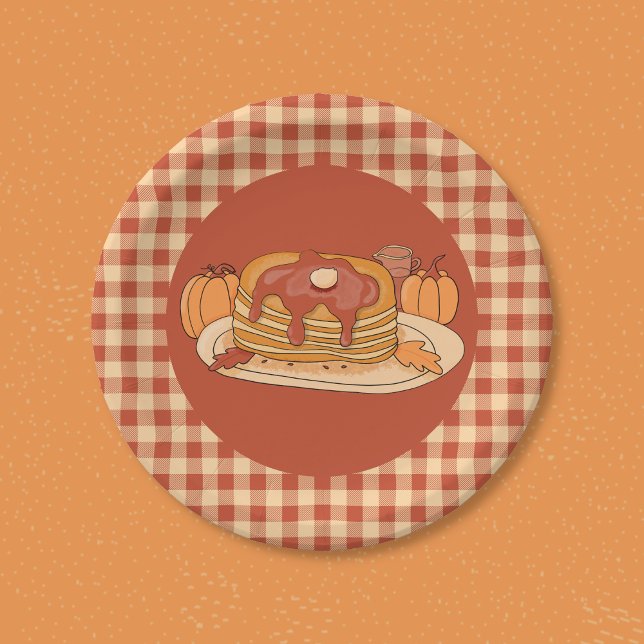 Plato De Papel Tortitas - Placa de papel con estampado de cuadros (The perfect paper plate for an autumn brunch celebration . )